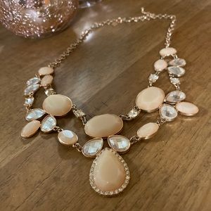 INC Peachy Pink Rhinestone Statement Necklace
